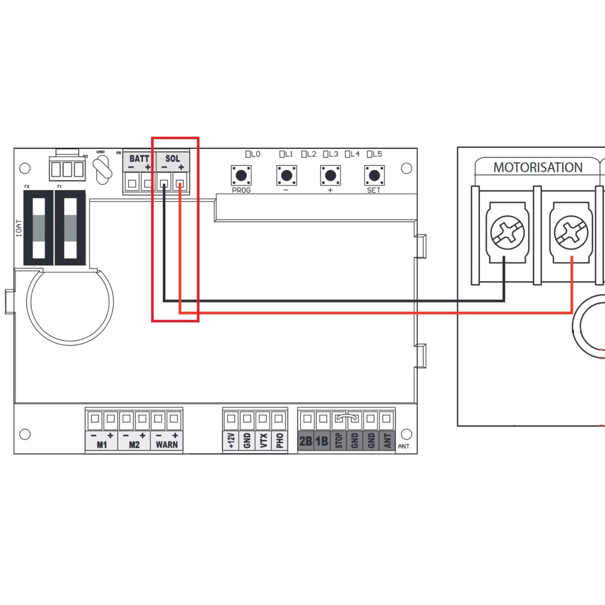 Branchement sur une carte CA2B9 24V